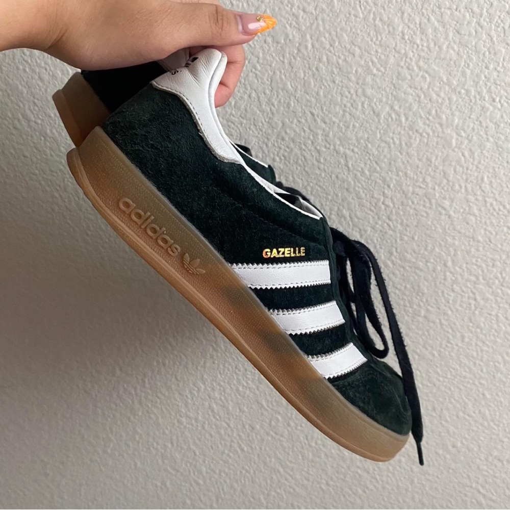 Adidas Gazelle Dark Green and White Shoes